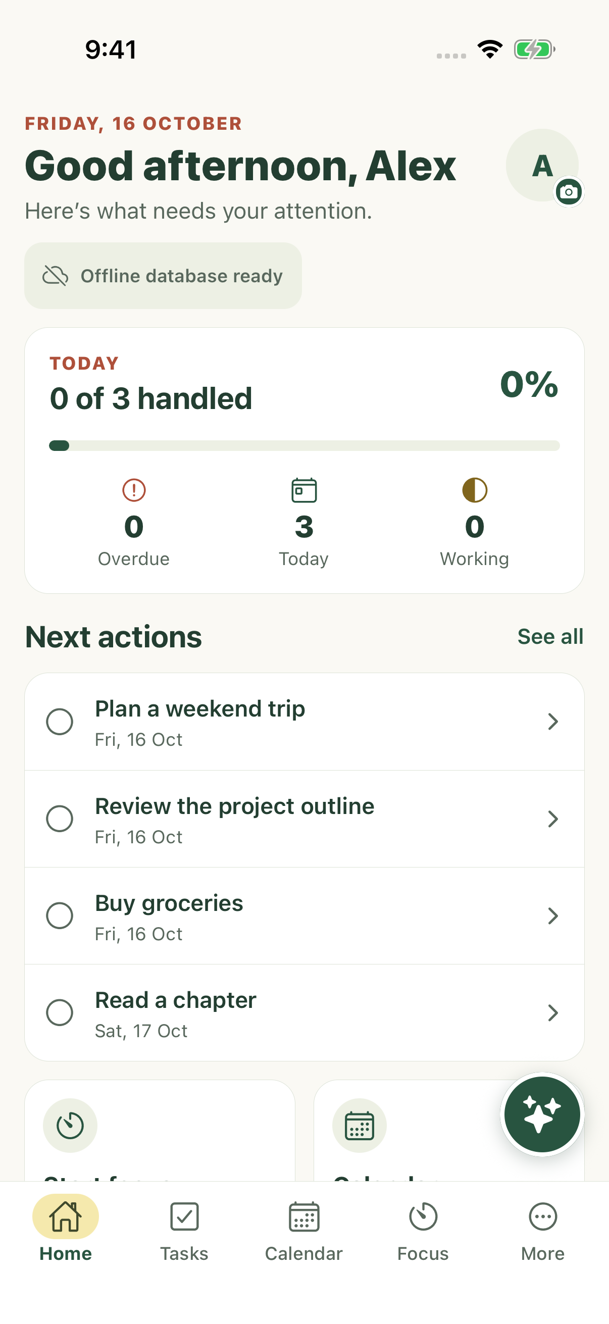 Home with fictional tasks for the day on iPhone.