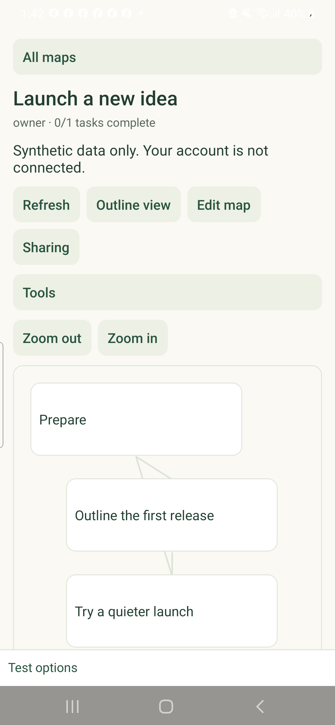 Native Task Map with a group, task and idea in a diagram.